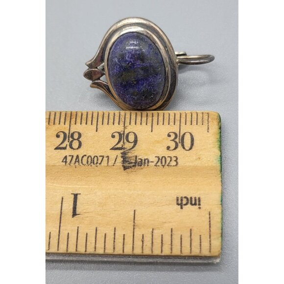 Vintage Sterling Silver 925 Thailand Lapiz Lazuli Fishhook Earrings E1 - Picture 2 of 9